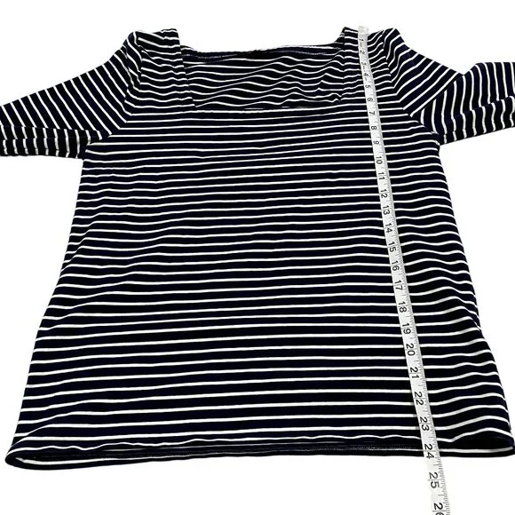 J. Crew‎ Square Neck T-Shirt in Blue White Stripes Size M - Picture 6 of 6